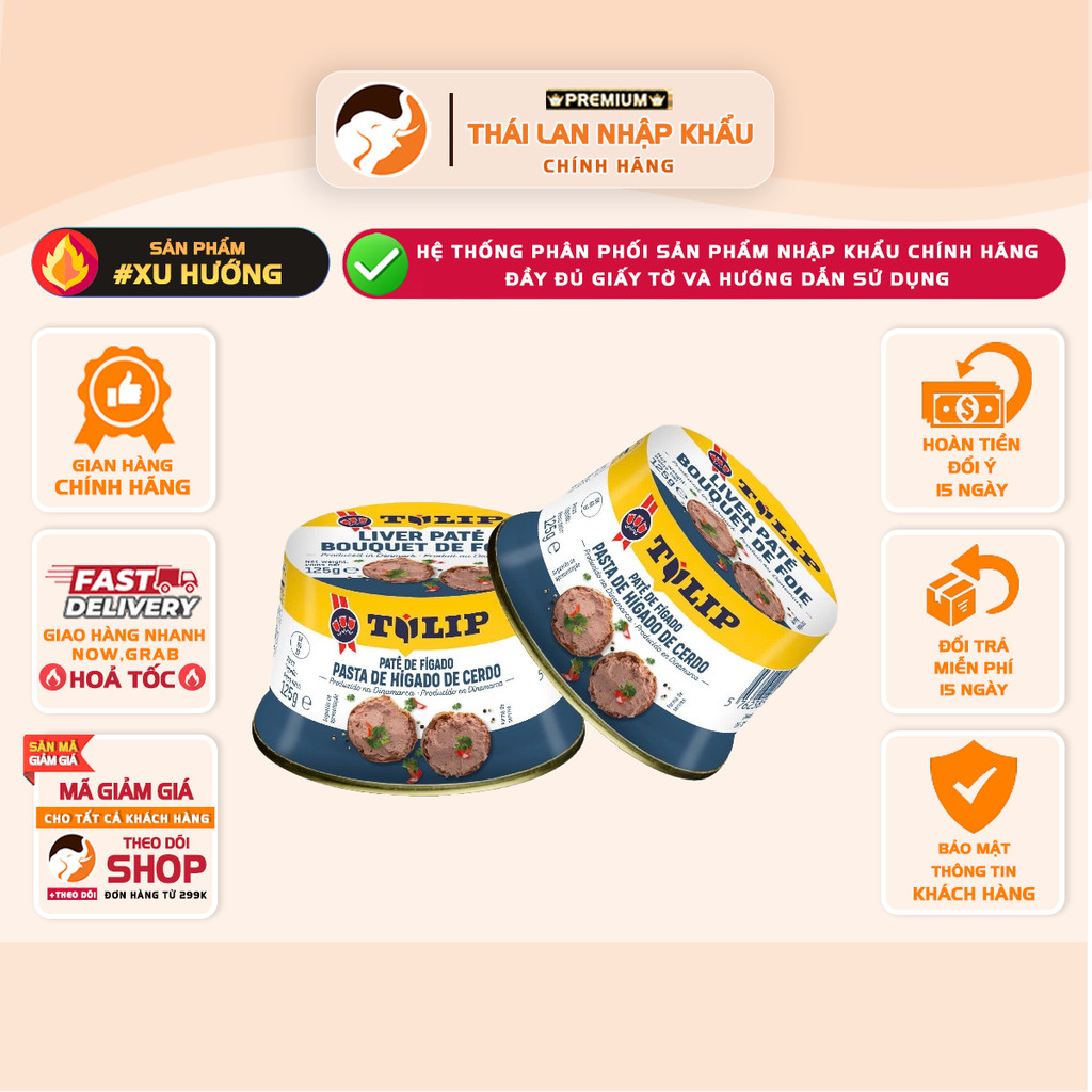 [COMBO 3 HỘP] Pate Gan Heo Tulip 125g | Tulip Liver Paté 125g - Hàng Đan Mạch