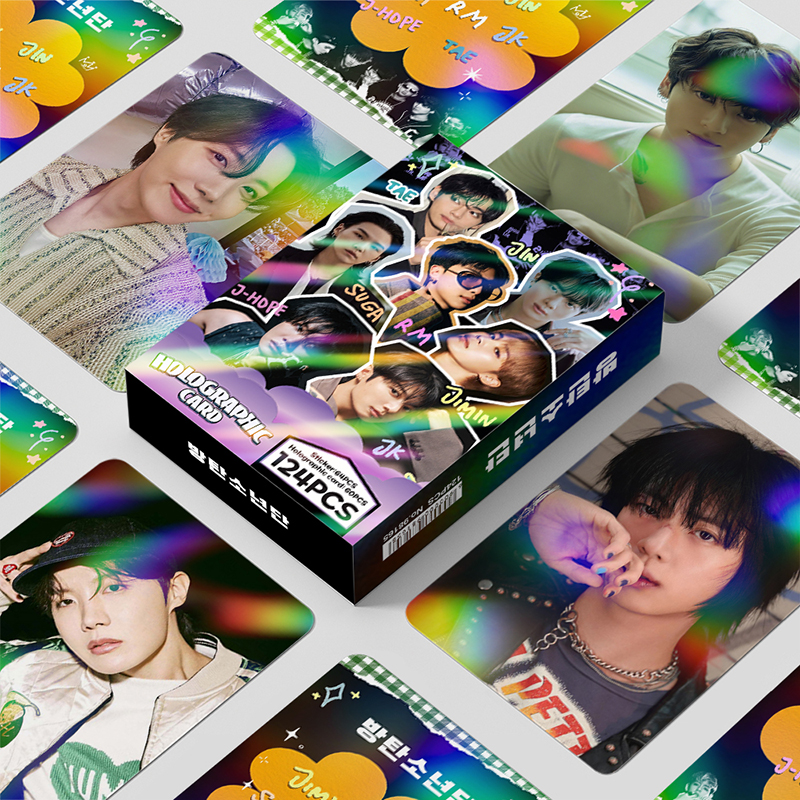 124pcs/box BTS Photocards Holographic LOMO Card KPOP Holographic card Sticker Collection
