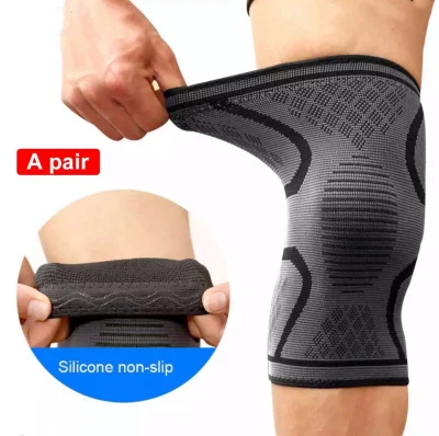SG Seller | 1 Pair Outdoor Sports Fitness Knee Guard Support Brace Gym Protector Silicone Antislip Pain Relief Elastic Knee Support basketball