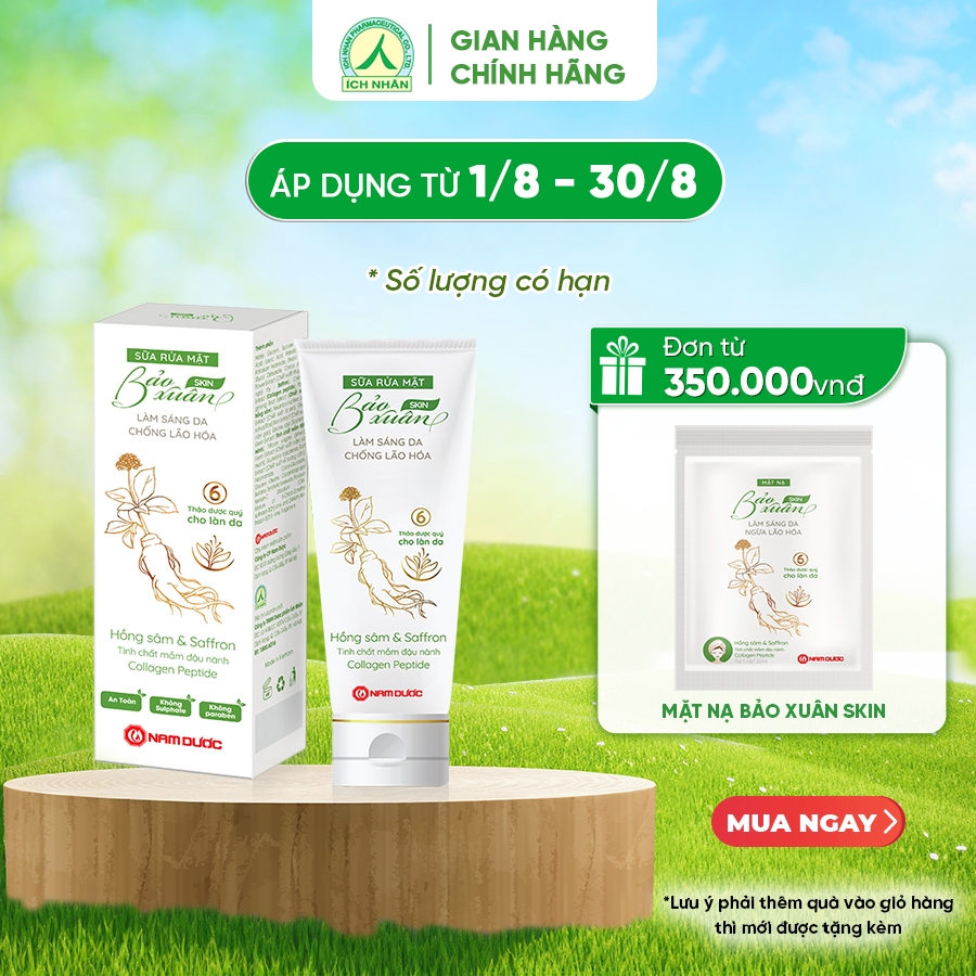 Sữa rửa mặt dịu nhẹ Bảo Xuân Skin, Làm sạch sâu, giảm mụn, mờ thâm, giúp da trắng sáng, an toàn và hiệu quả