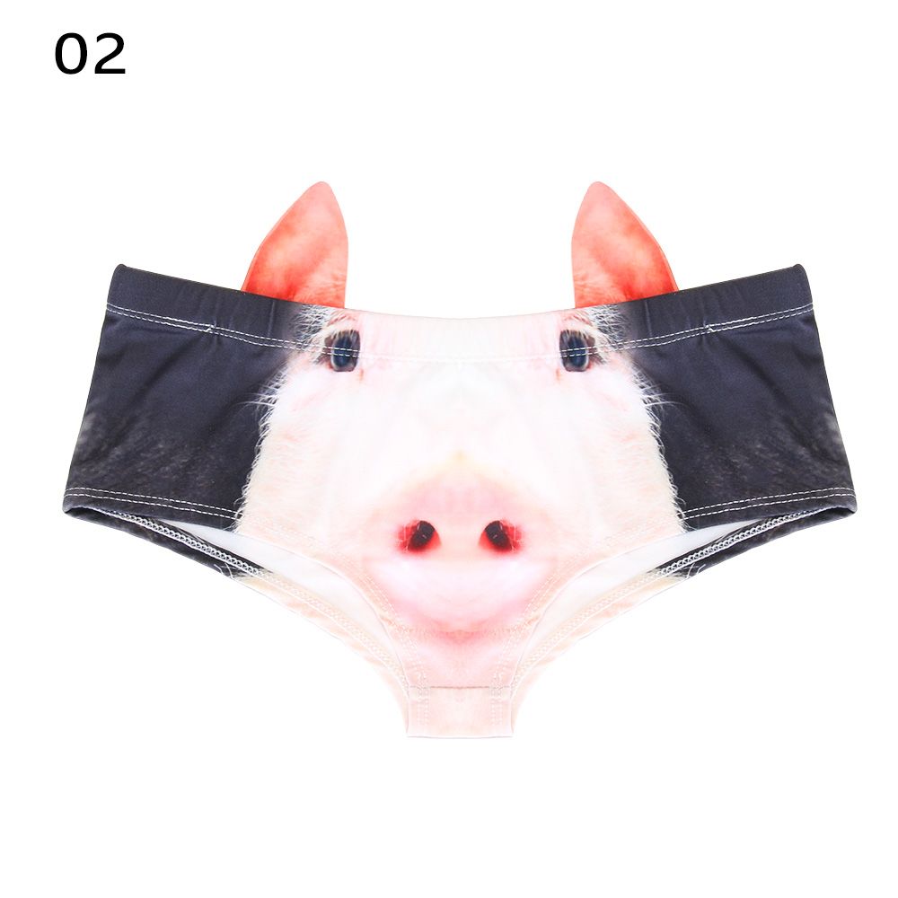 UIOKJEA Nâng lên Bull Dog Cheetah Mèo lợn Quần lót nữ Đồ lót Loài vật in 3d