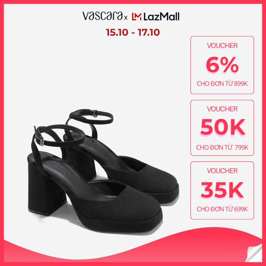 Vascara Giày Platform Bít Mũi Vuông Quai Ankle Strap - BMN 0645