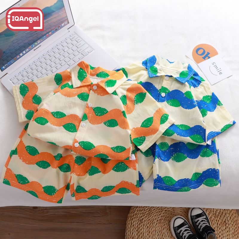 IQANGEL Children's Shirt Suit, Boys Splash Festival Shirt, Polo Shirt, Beach Casual Suit ราคา 133 บาท*ส่งฟรี
