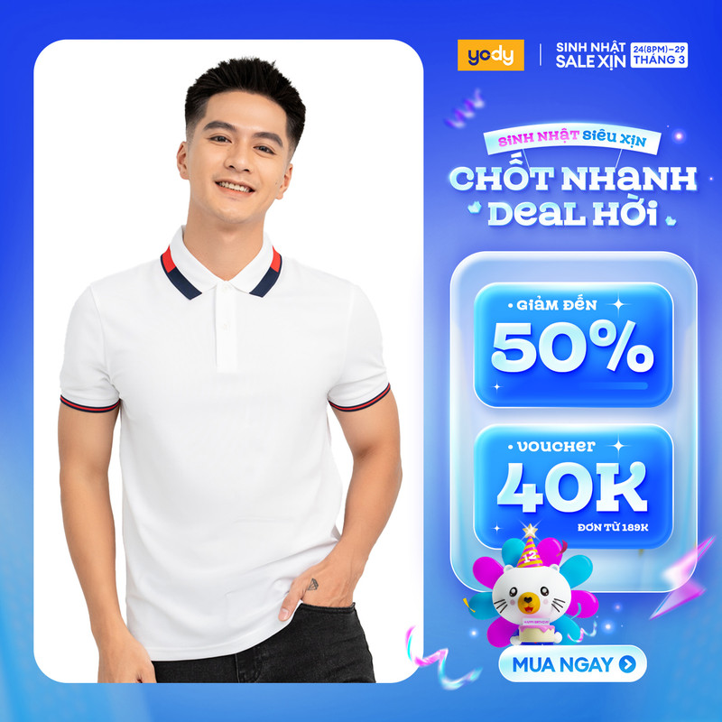 Áo polo nam YODY chất liệu cafe tổ ong mới, hạn chế mùi, khô thoáng APM6081