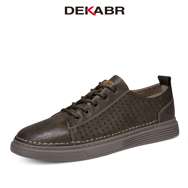 DEKABR Men's Casual Shoes Split Leather Breathable Comfortable Fashion Lace up Handmade Lightweight Hollow Shoes Size 36-48 ราคา 1,116 บาท*ส่งฟรี