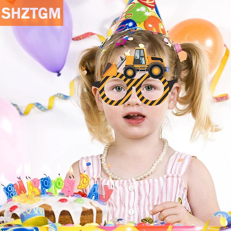[COD] SHZTGM แว่นตากระดาษก่อสร้างบูธภาพถ่าย6ชิ้นอุปกรณ์ประกอบฉากรถขุดสำหรับเด็กผู้ชายรถแทรคเตอร์ก่อสร้างงานวันเกิดของตกแต่ง ราคา 36 บาท*ส่งฟรี