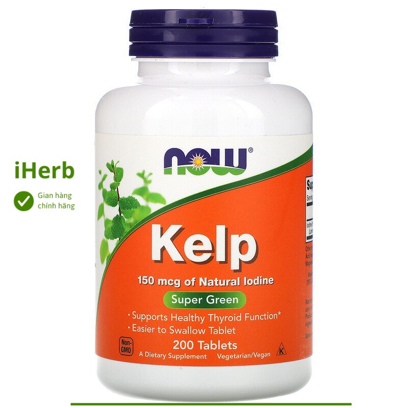 Viên uống tảo bẹ Kelp 150 mcg hỗ trợ tuyến giáp Now Foods - iHerb Việt Nam