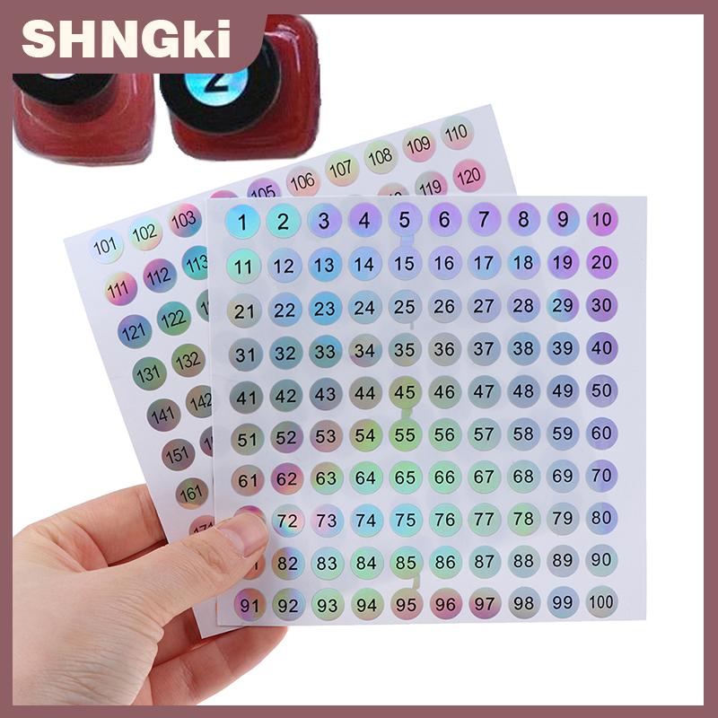 SHNGki Không thấm nước số 1-200 Laser nhãn dán sơn móng tay Son môi số thẻ