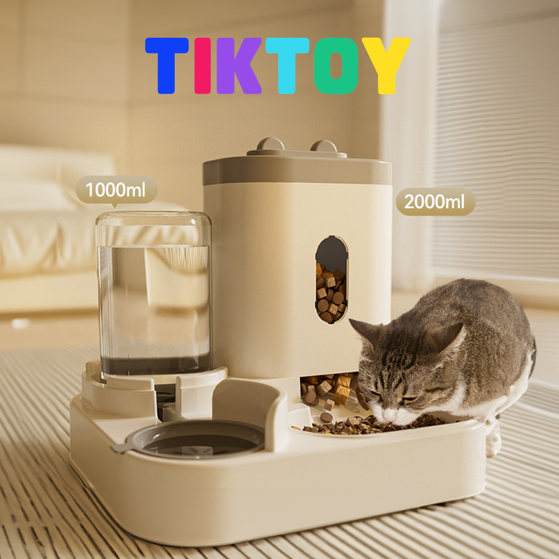 TIKTOY ที่ให้อาหารสัตว์เลี้ยง สเตนเลส ที่ให้น้ำสัตว์เลี้ยง ที่ให้อาหาร-น้ำอัตโนมัติ เกรดพรีเมี่ยม 2IN1 ราคา 105 บาท*ส่งฟรี
