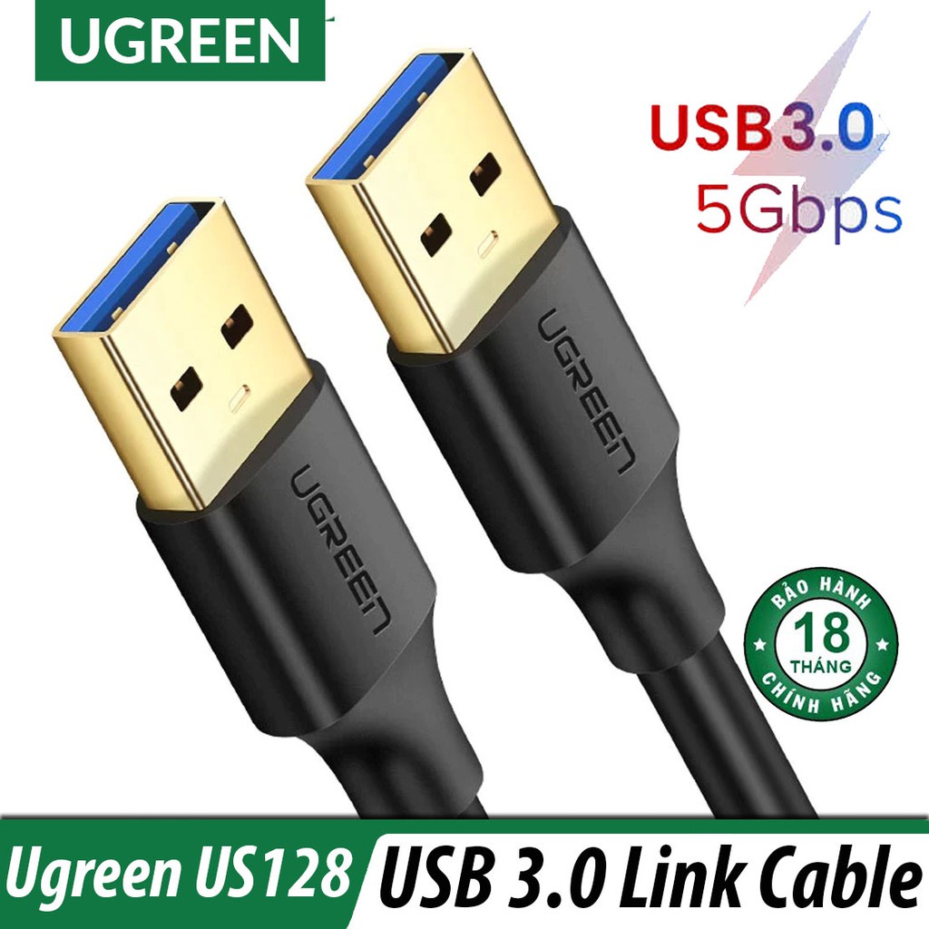 Cáp USB 3.0 to USB Ugreen 10369 10370 10371 90576 US128 80790 80791 (Male to Maletốc độ 5Gbps)