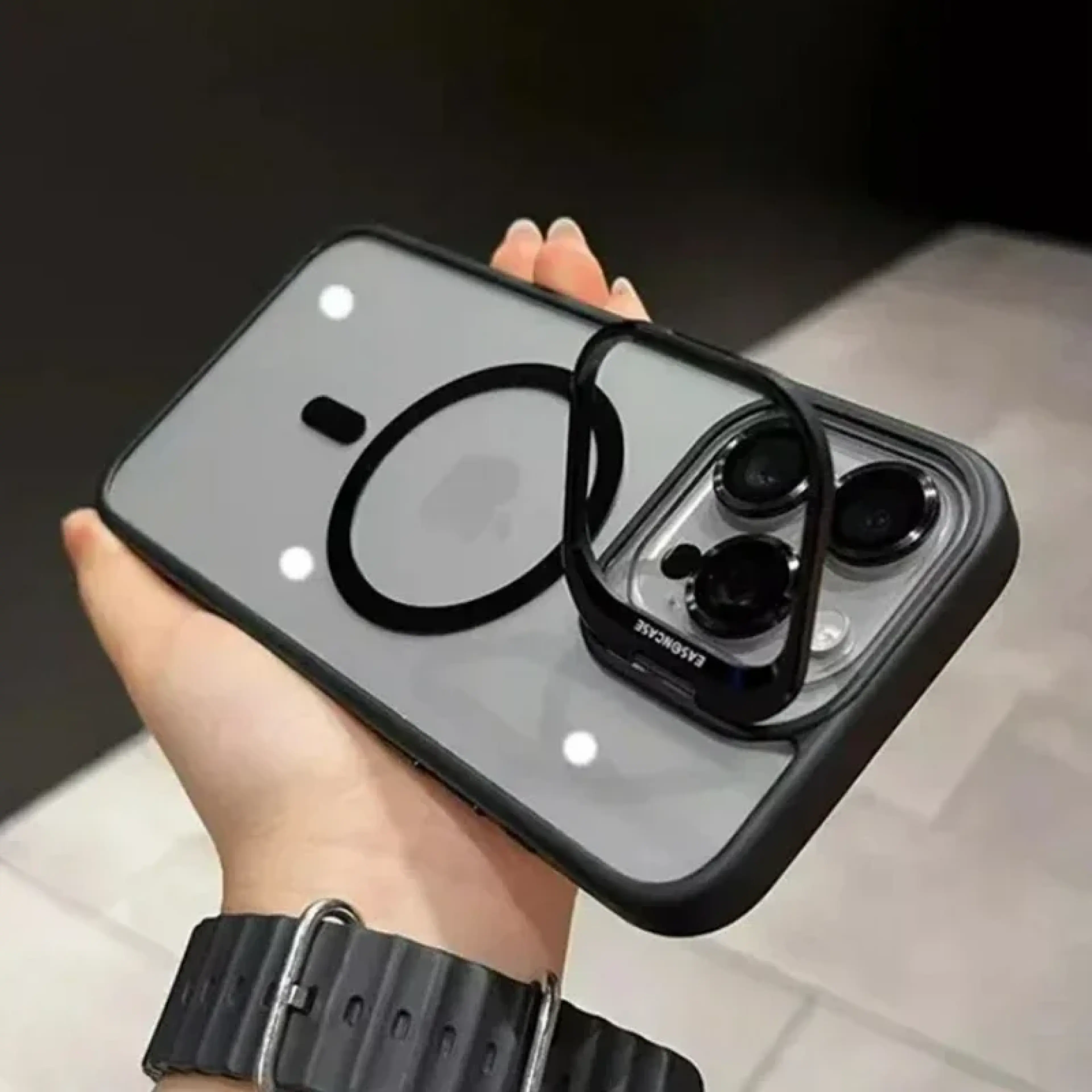 A HOT Luxury Magnetic Shockproof Phone Case For iPhone 11 12 13 14 15 16 Pro Max Plus Magsafe Glass Lens Stand Protection Back Cover