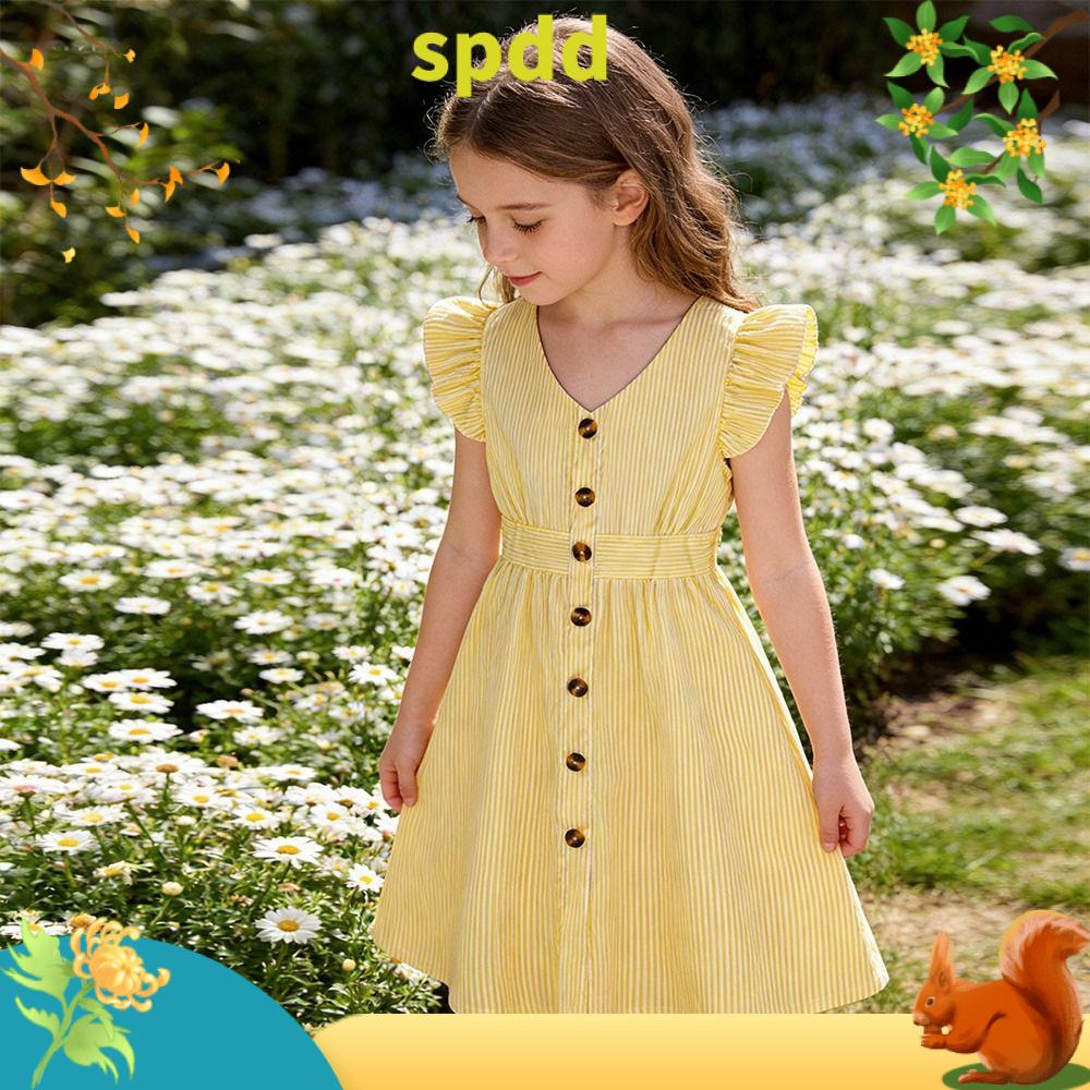 SPDD Tươi Váy trẻ em Ngọt ngào Mùa hè Trang phục Dopamine Thời trang Thoáng khí Váy bé gái