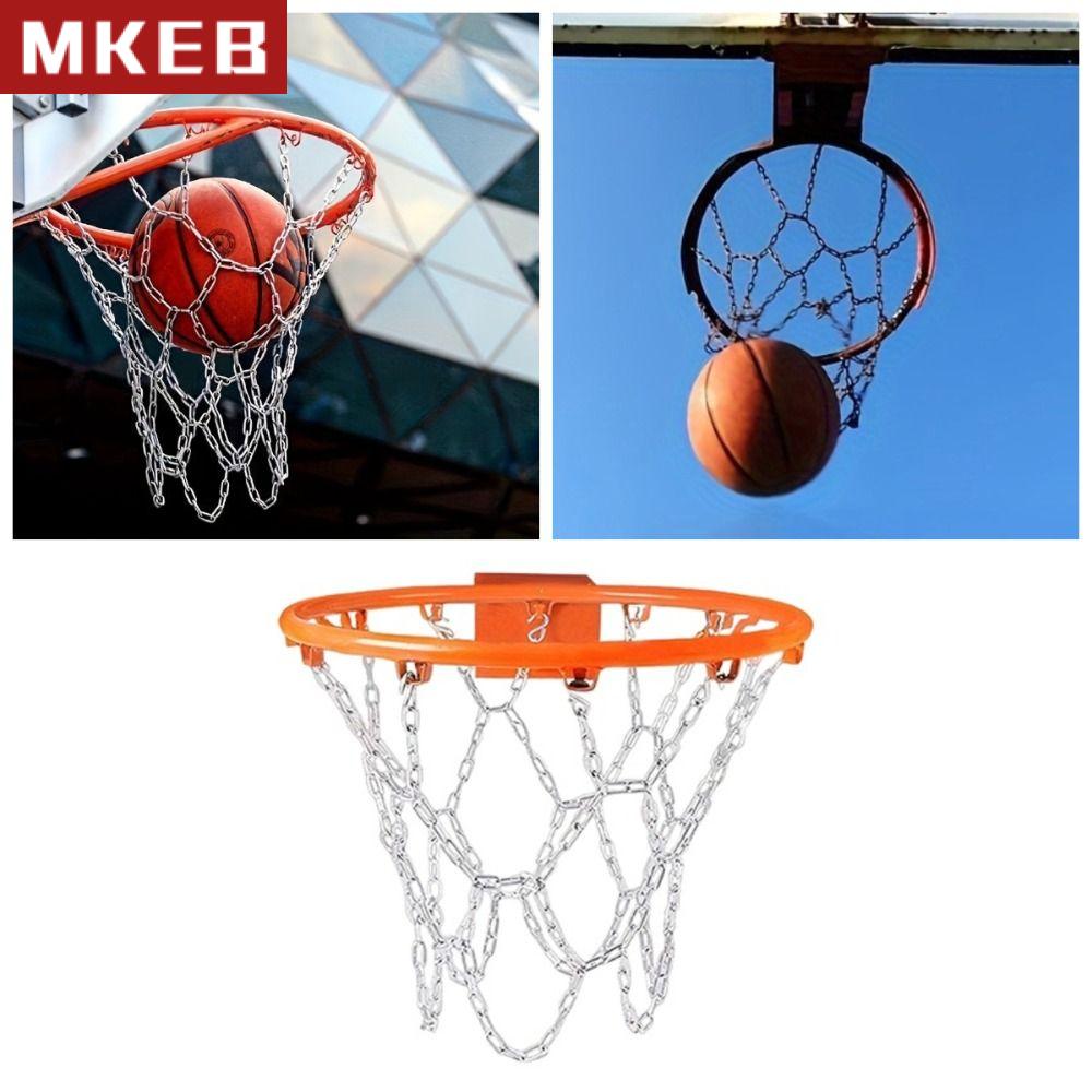 MKEB MALL 12 vòng Lưới xích sắt bóng rổ Dày Không biến dạng Lưới bóng rổ Phụ kiện bóng rổ Lắp đặt dễ dàng Lưới vành rổ Huấn luyện