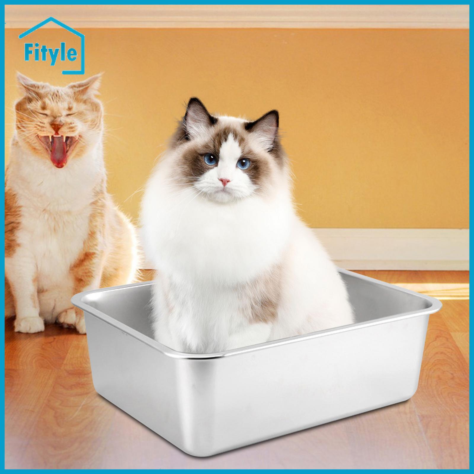Fityle Cat Litter Box for Indoor Cats, Open Top Pet Litter Tray, Stainless Steel Pet Litter Basin, Portable Cat Sand Box, Sturdy Large Kitten Toilet ราคา 19,886 บาท*ส่งฟรี