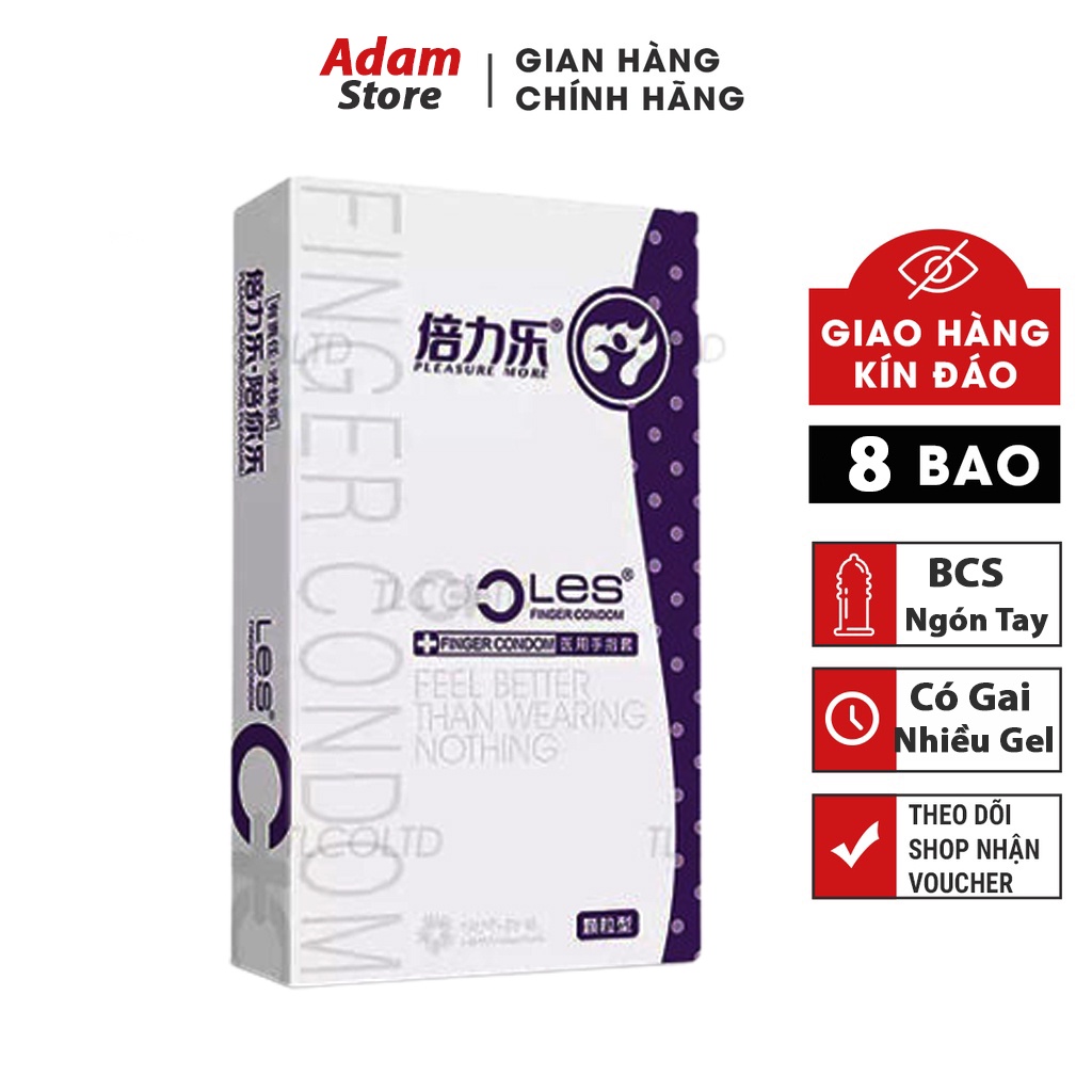 Bao cao su ngón tay LES DO bao ngón tay cao su có gai bcs ngón tay 1 hộp 8 cái