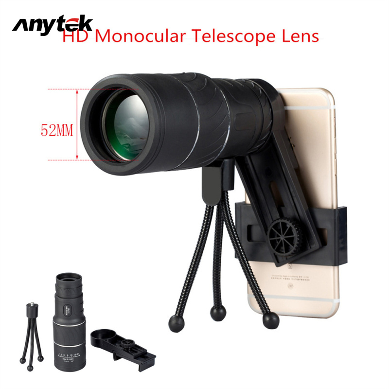 16X 52 High-power HD Monocular Low-light Night Vision Sports Camera Telescope With Universal Camera Clip Tripod ราคา 252 บาท*ส่งฟรี
