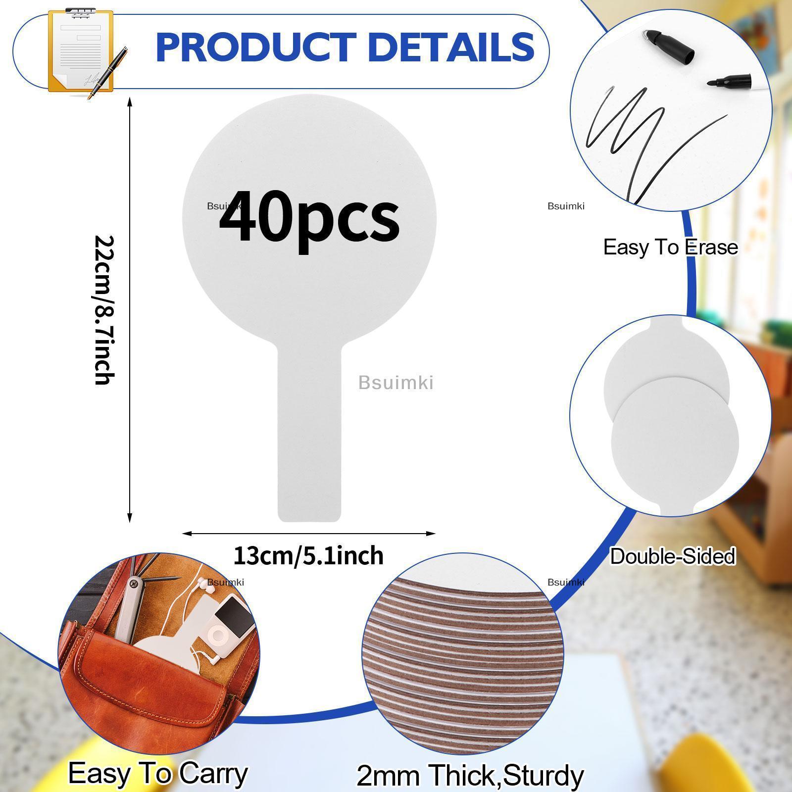 [COD] Bsuimki 40 Pcs Khô Xóa Câu Trả Lời Mái Chèo, Cầm Tay Hai Mặt Mái Chèo Mini Bảng Trắng Nhỏ Bảng Trắng Khô Xóa Dấu Hiệu Bán Đấu Giá Mái Chèo Cho Sinh Viên Lớp Học Giảng Dạy Văn Phòng Cuộc Họp Bỏ Phiếu Cô Dâu Tắm Trò Chơi