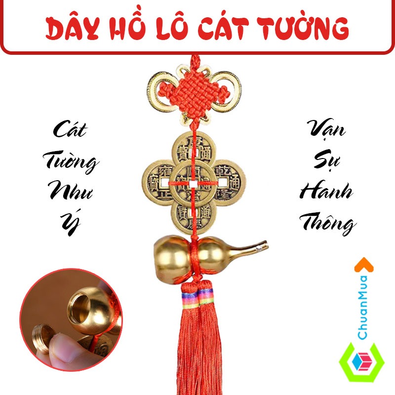 Dây Treo Hồ Lô Cát Tường Đồng Xu Ngũ Đế Đúc Đồng Kết Mai ( Dây Treo Trang Trí Tết Trong Nhà Ô Tô )
