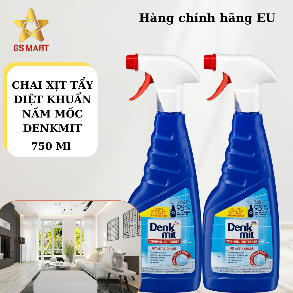 Chai xịt vệ sinh tẩy nấm mốc, diệt khuẩn, vệ sinh các bề mặt sàn nhà, nhà tắm Denkmit Đức 750ml đánh bay vi khuẩn