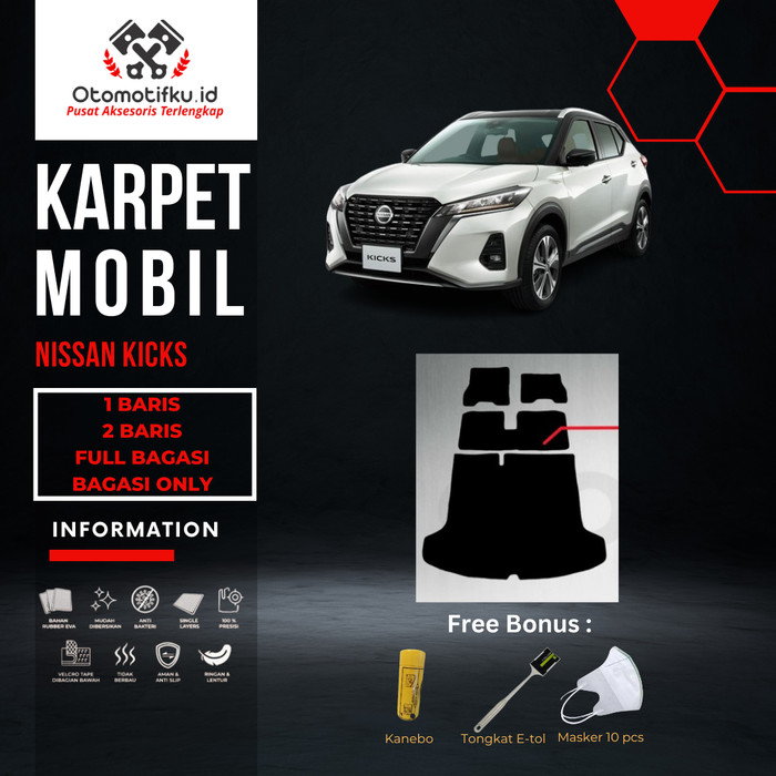 [ OTOMOTIFKU ] Karpet Mobil Nissan Kicks E-Power Double Layer Rubber Eva Premium Giá 770,000 Đồng*Miễn phí vận chuyển