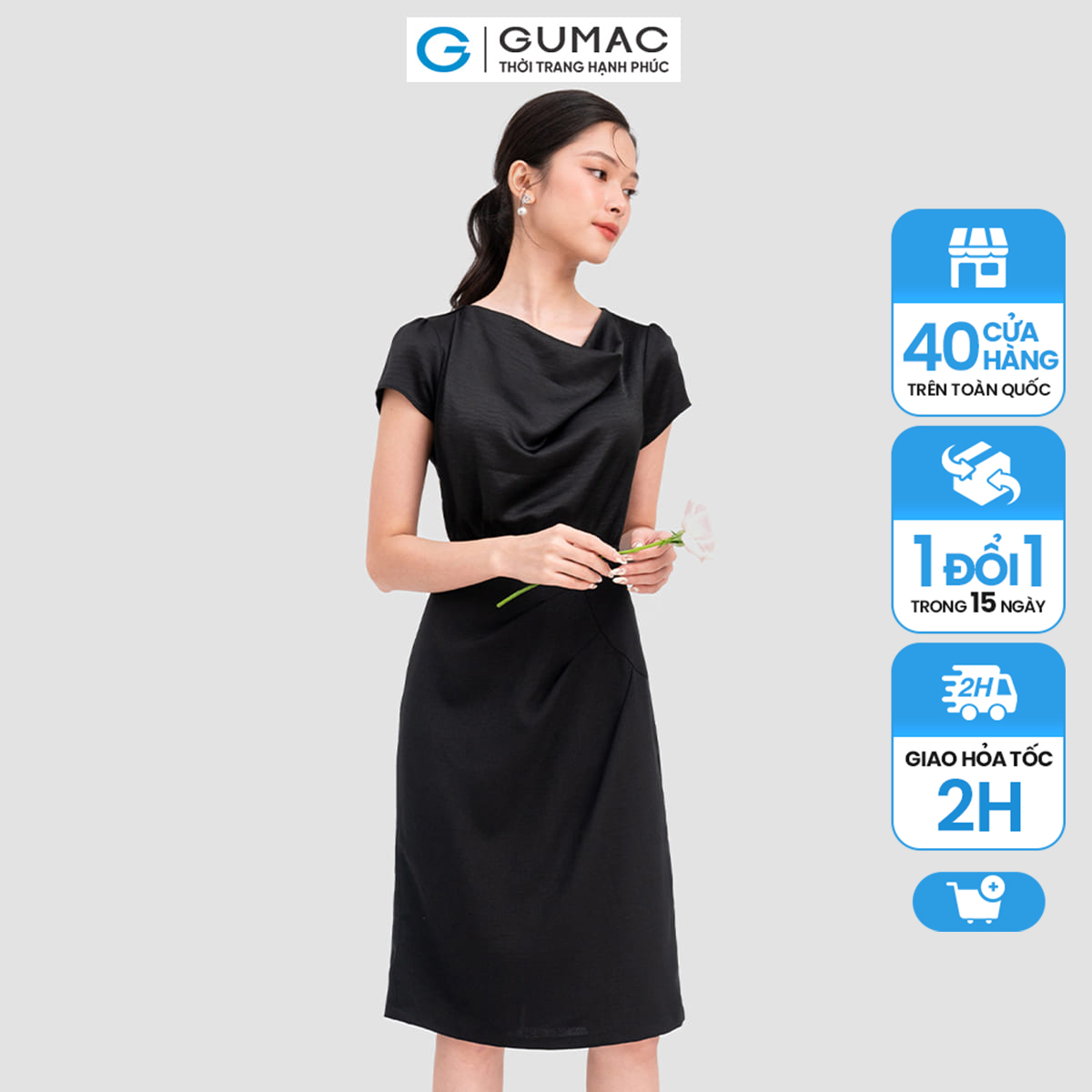 Đầm cổ đổ thời trang gumac dc11069