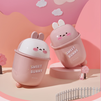 EO4MD Mini Thùng rác để bàn Dễ thương Nhựa Thùng rác Hộp đựng Hoạt hình Ký túc xá