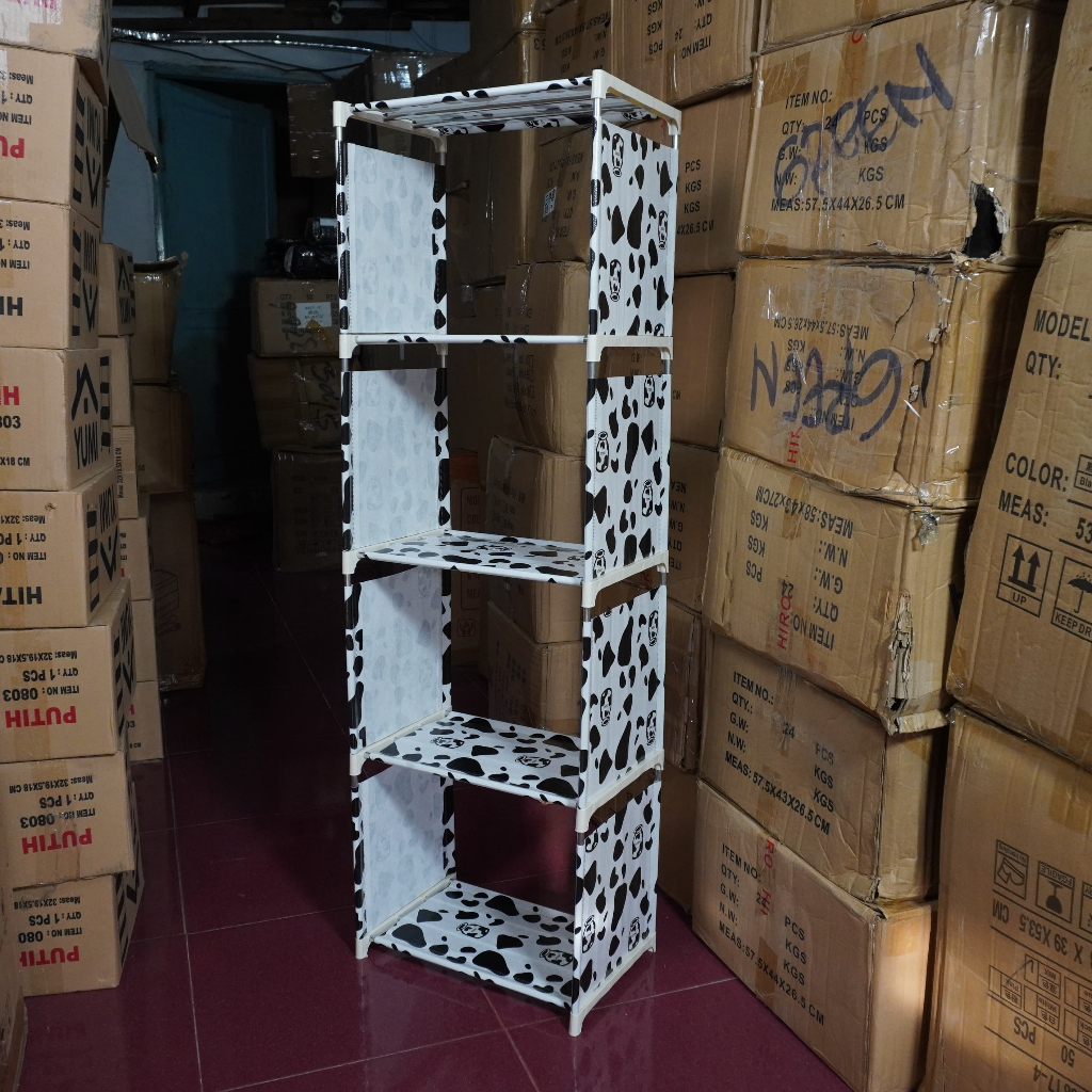 rak buku susun serbaguna 5 tingkat lemari portable multifungsi