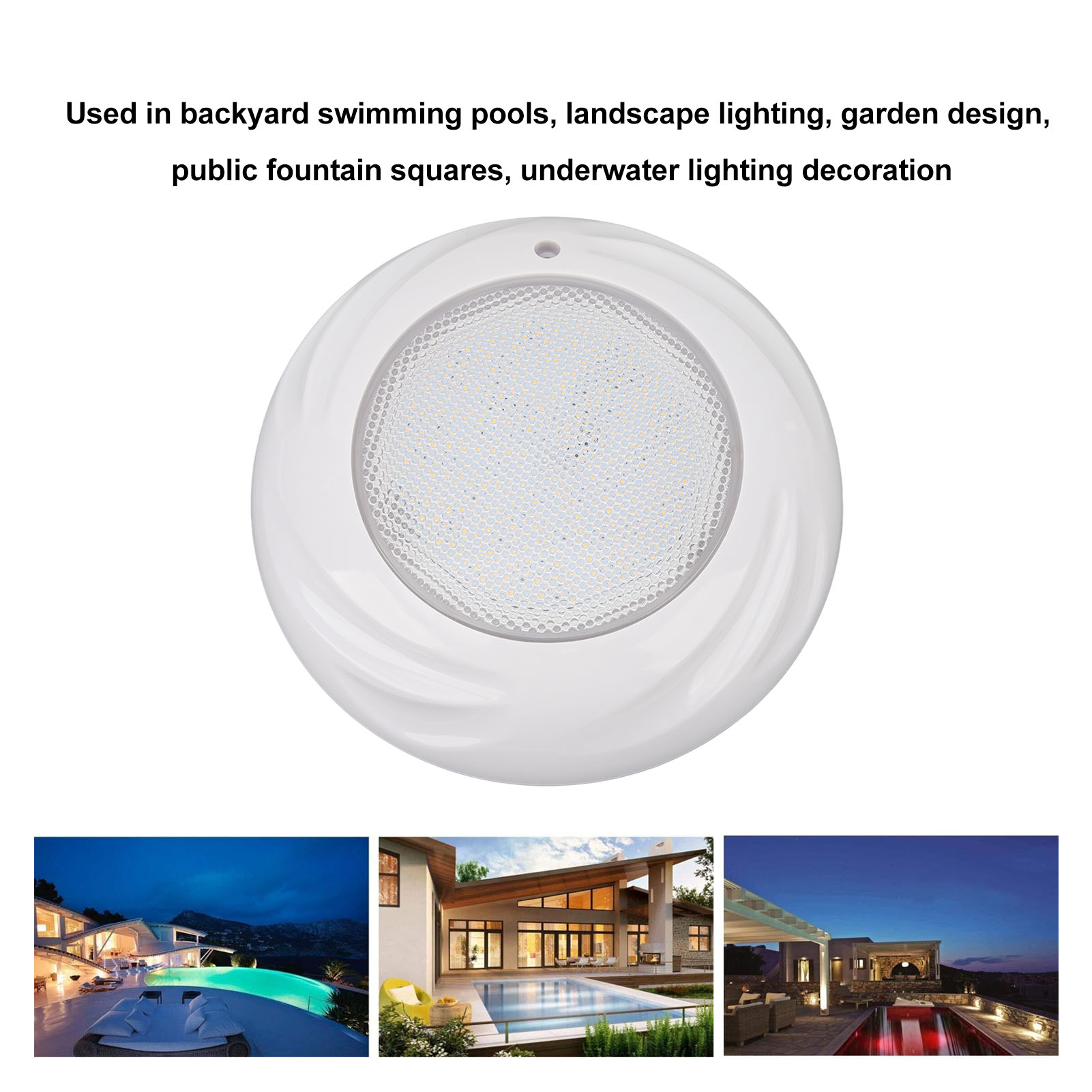 Đèn Led Bể Bơi ánh sáng đồng đều đèn chiếu sáng hạt treo tường hồ bơi ánh sáng IP68 không thấm nước đường kính 23cm với cáp 1.87M cho thiết kế sân vườn