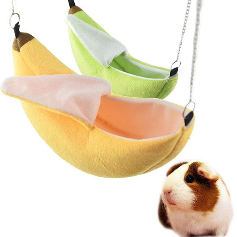 [HUSTOM] COD Cangfenlu Tổ Bông Cho Chuột Hamster Nhà Hình Quả Chuối Võng Giường Tầng Giường Nhà Đồ Chơi Lồng