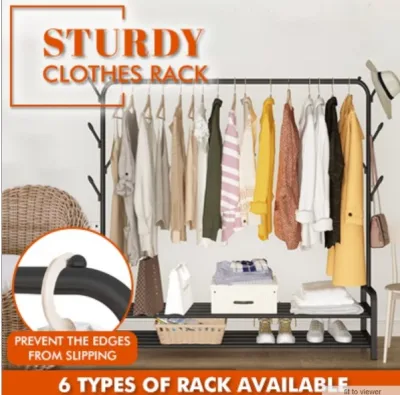 Sturdy Clothes Rack Bedroom Wardrobe Balcony Hanger Coat Shoe Hat Rack Portable Movable