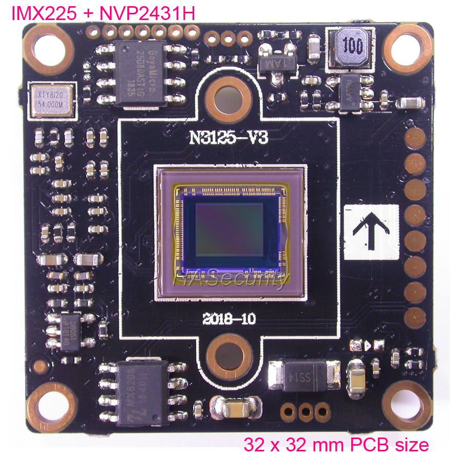 【Seasonal Sale】 32x32mm Ahd-M 720p / Cvbs 1/3 Exmor Imx225 Cmos Sensor Nvp2431 Cctv Camera Board Module Osd Cable M12 Len Irc Utc