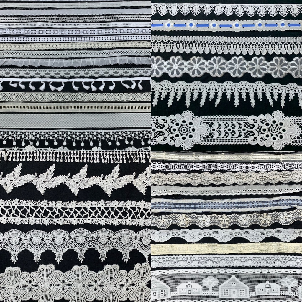 Ren viền trắng cotton Ren viền trang trí quần áo ,ren thun viền quần áo-ren chỉ bóng thêu ren viền phụ kiện đồ handmade