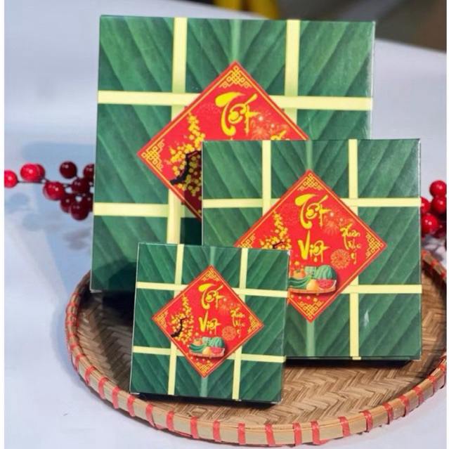 [ Kho sỉ đồ Tết ] Mô hình bánh Chưng, bánh Tét, Dưa Hấu bằng hộp giấy gấp - trang trí Tết