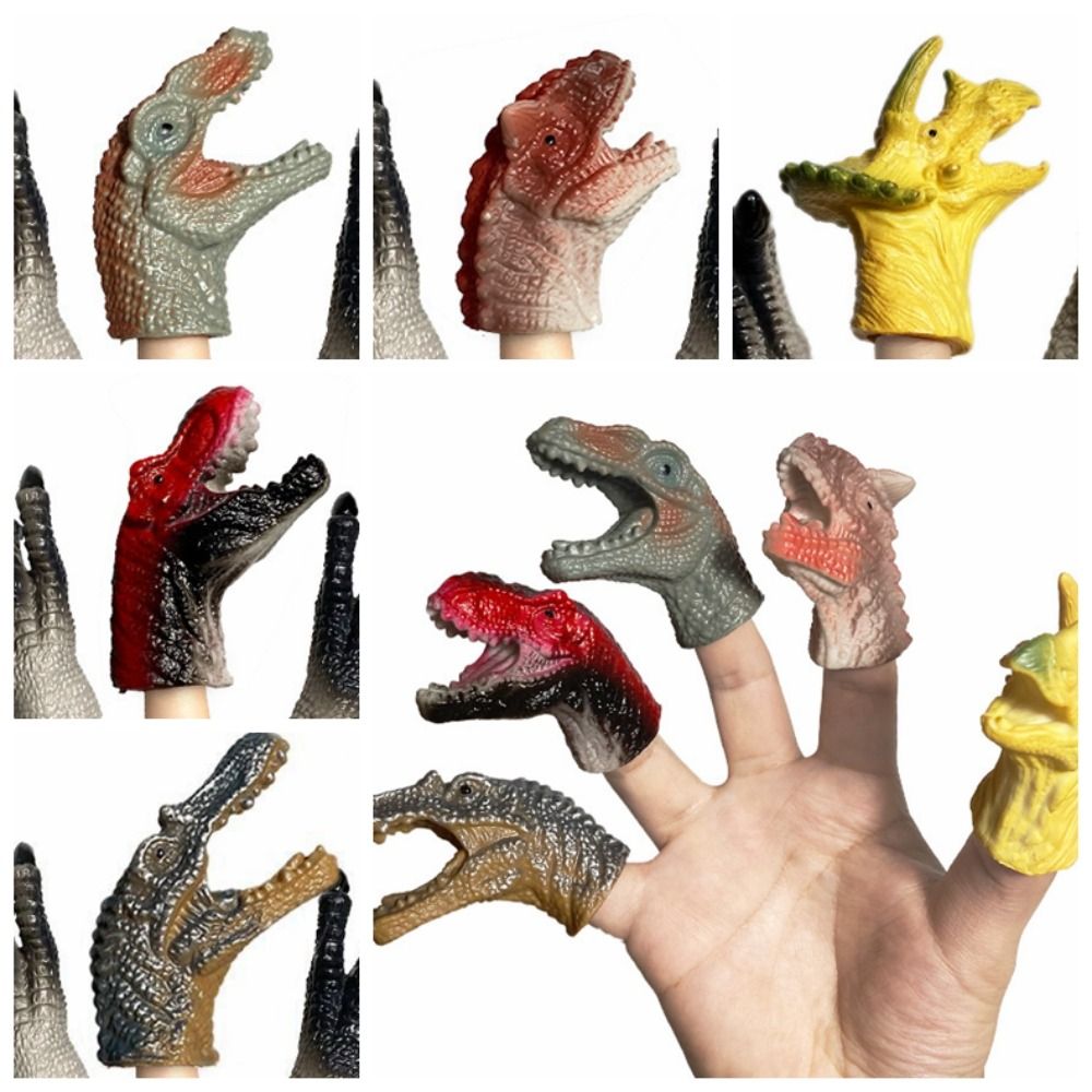 HUALIIY 5pcs Hand Puppets Dinosaur Finger Puppet Toys Cartoon Dinosaur