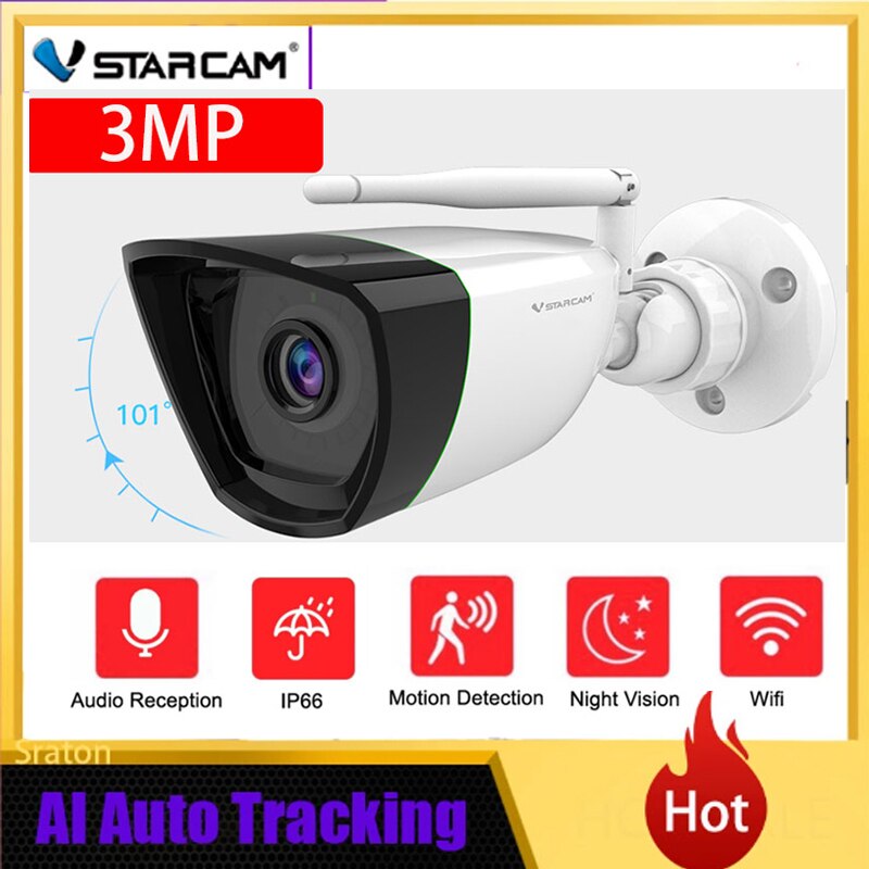 Khách hàng yêu thích Vstarcam CS55 3MP 1296P ngoài trời ip Camera giám sát wifi an ninh máy ảnh IR cảnh báo chuyển động IP66 Camera CCTV Chống Thấm