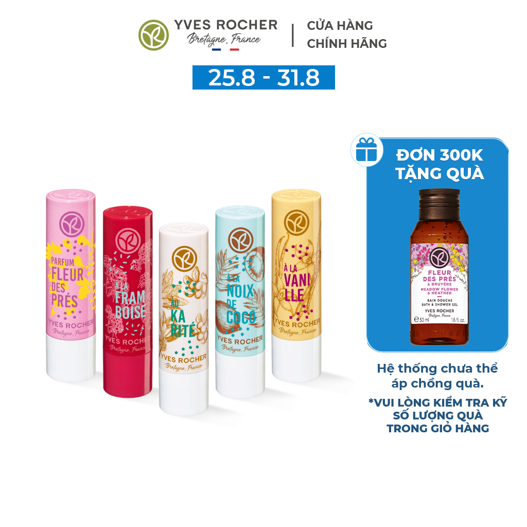 Son Dưỡng Môi Yves Rocher Lip Balm nhiều mùi hương 4.8G