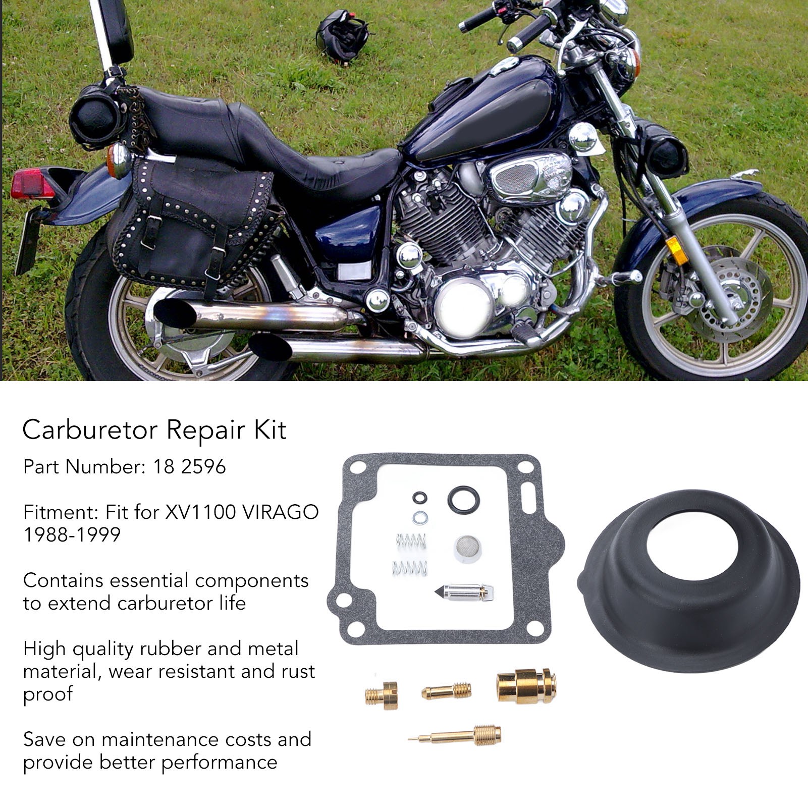 2x Carburetor Rebuild Kit For Yamaha XV1100 Virago 1988-1999 – 18-2596 / 48-1644 – Viton Seals