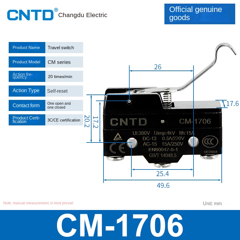 Công Tắc Hành Trình CM-1706 | Micro Switch Changde CM-1307/1308/1305/1306/1300/1303TM Cho Tự Động Hóa