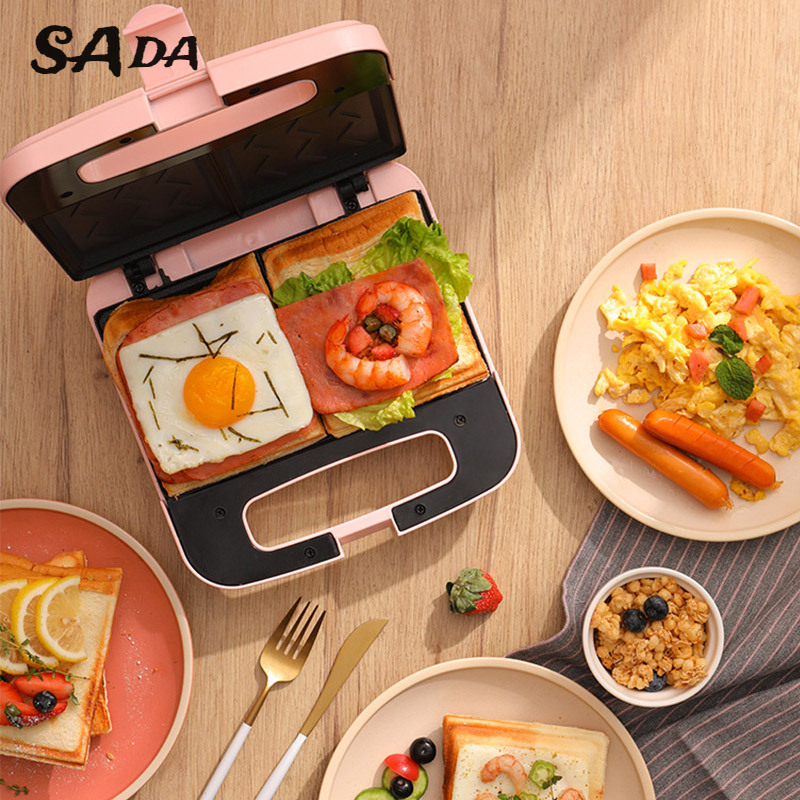 SADA Mini Máy nướng bánh mỳ tự động hoàn toàn đa năng máy làm bữa sáng bánh sandwich gia dụng sưởi ấm hai mặt