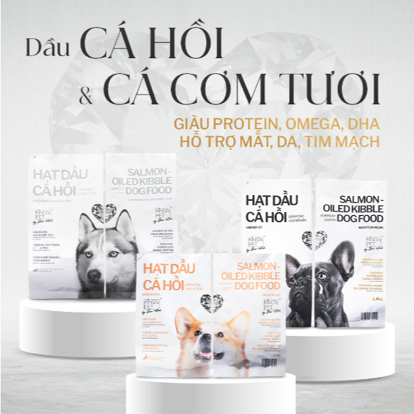 Hạt dầu cá hồi King's Pet by Bảo Anh dành cho chó kén ăn 350g và túi 1.4kg - S4P Petshop