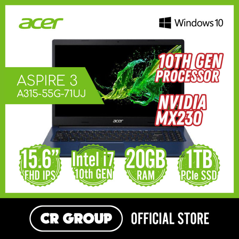 Acer Aspire 3 A315-55G-71UJ 10th Gen Intel® Core™ | i7-10510U | NVIDIA MX230 | 4GB + 16GB DDR4 RAM | 1TB PCle SSD | 15.6 Inch FHD | Win 10 Home