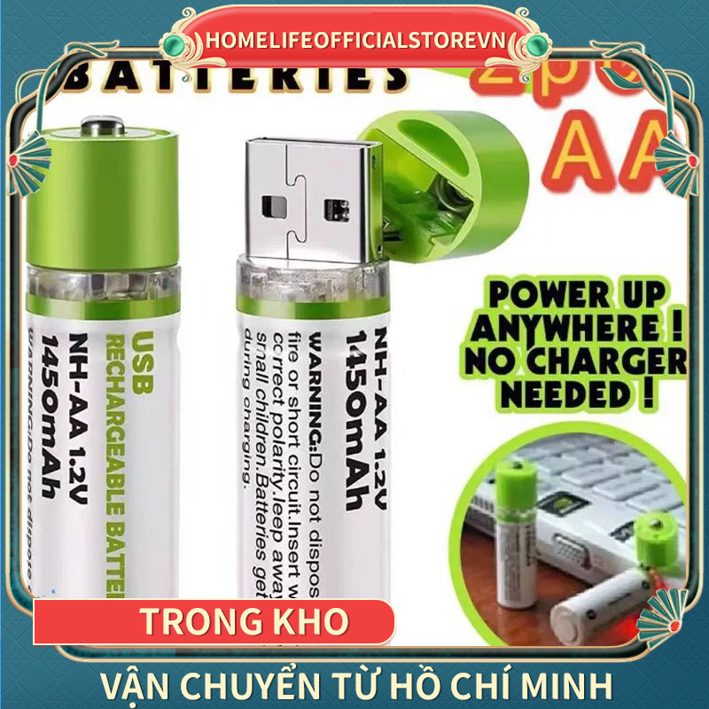 Pin sạc aa tự sạc qua cổng usb - 2 pin aa usb sạc 1450mah không cần sạc