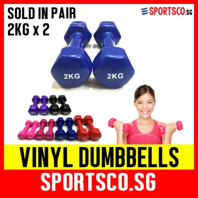 SPORTSCO Anti Slip Vinyl Dumbbell Set 2KG each - Sold in Pair (Dark Blue) - Dumbell weights dumb bell set - Ship from Singapore