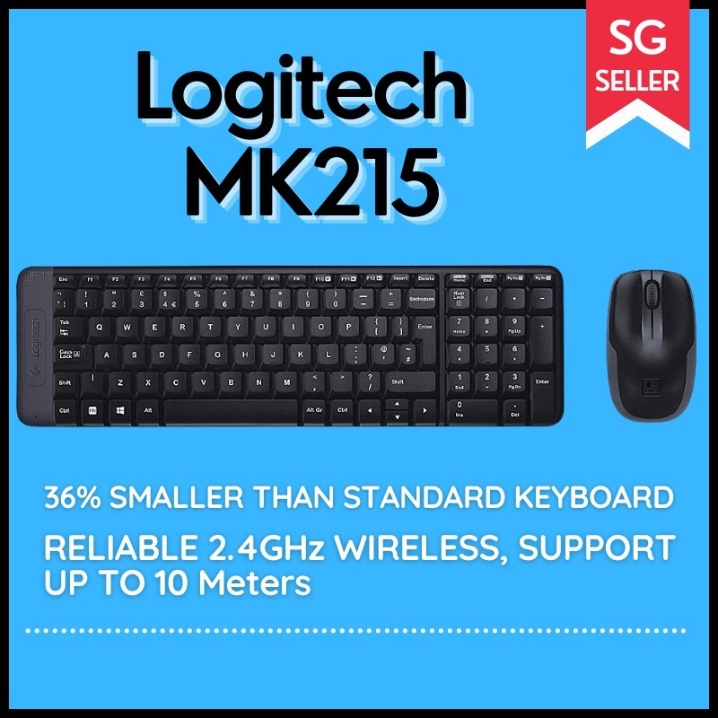 Logitech MK215 Wireless Keyboard and Mouse Combo, Compact size, Saving Space Singapore