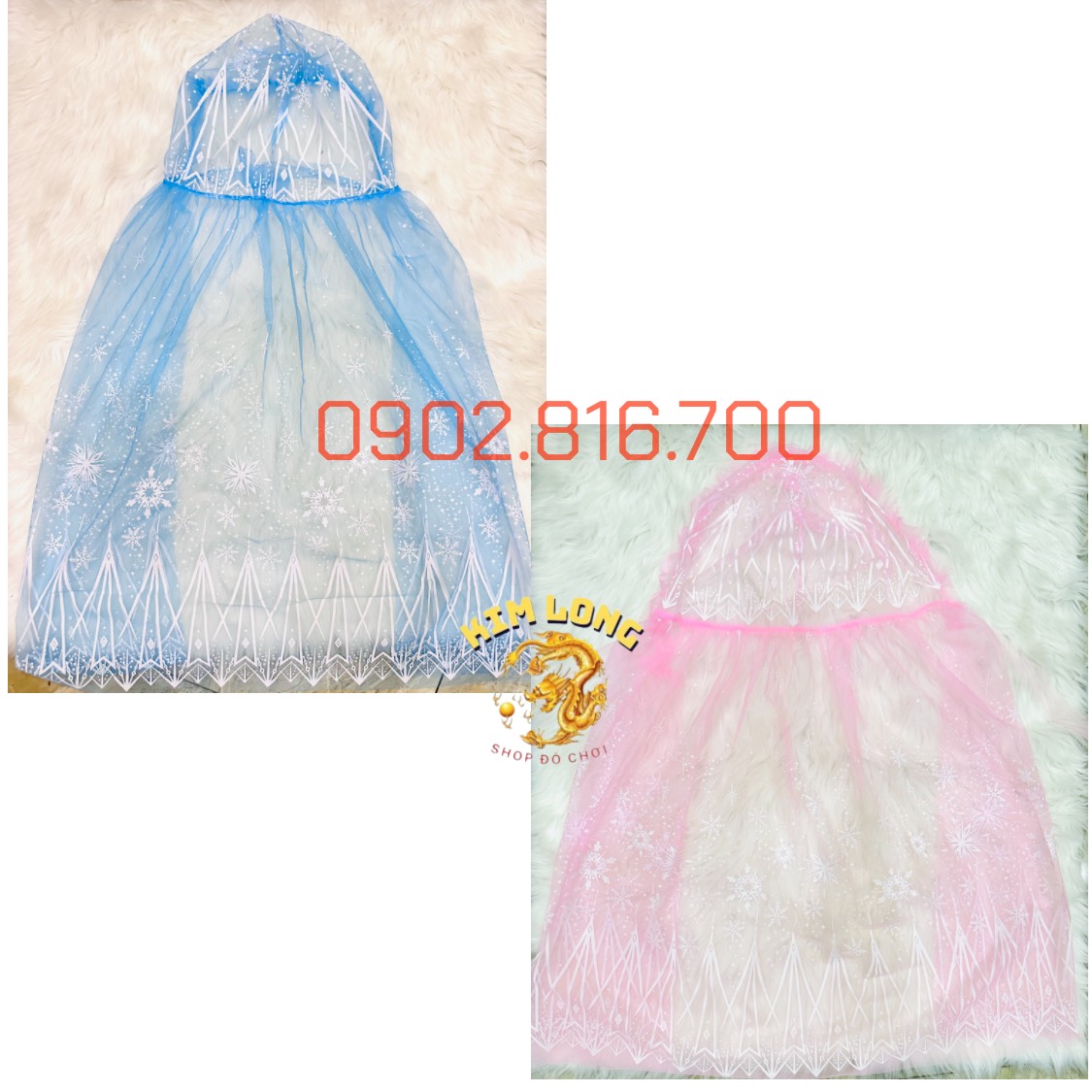 Áo choàng công chúa ELSA - NỮ HOÀNG BĂNG GIÁ màu xanh và hồng cho bé gái