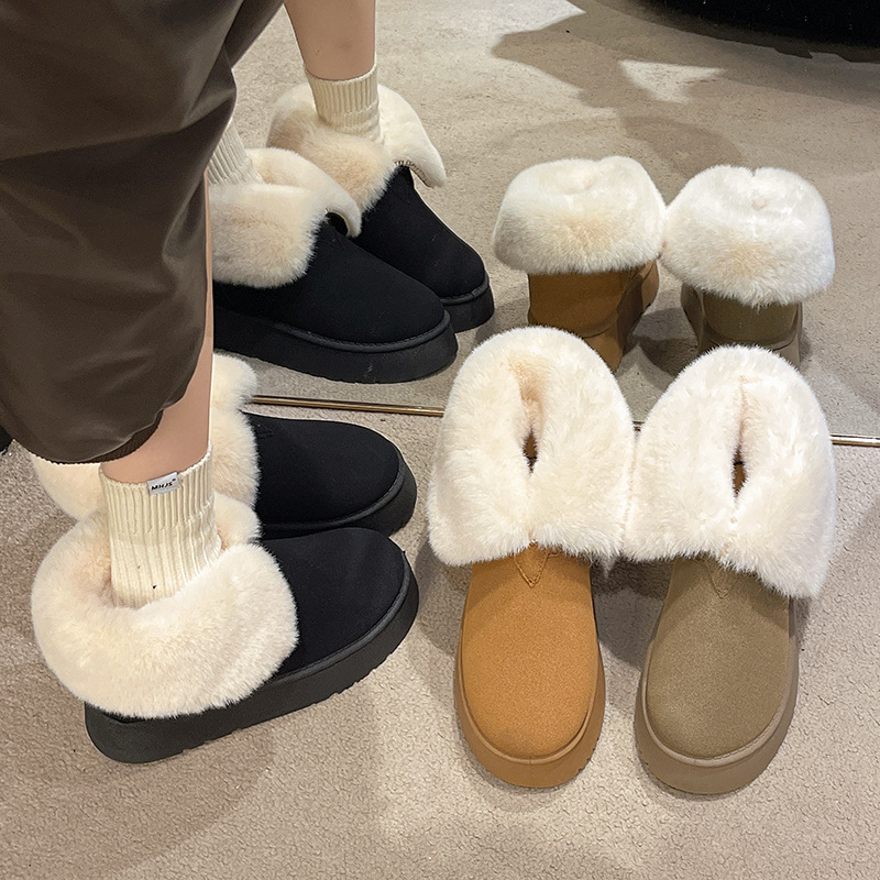Dennyhi 3 plush thick soled women s snow fashionable winter flip over