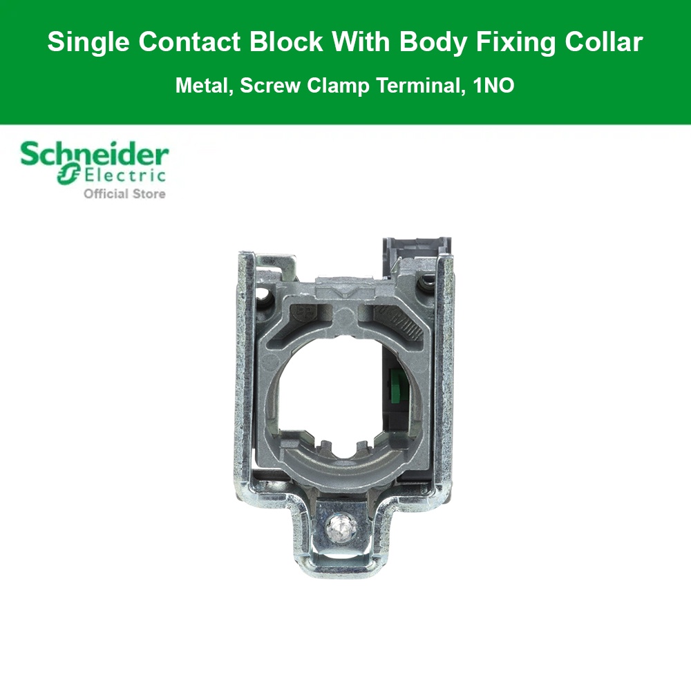 Schneider ZB4BZ101 Single contact block with body/fixing collar, metal, screw clamp terminal, 1 NO (ส่วนตัว) - ชไนเดอร์ ราคา 176 บาท*ส่งฟรี