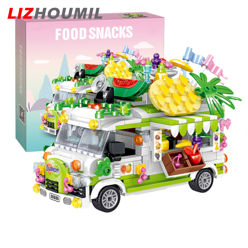 LIZHOUMIL Building Blocks Ice Cream Truck Model City Street View Dining Car Food Snacks Mini Building Blocks Toys Gifts For Boys Girls ราคา 452 บาท*ส่งฟรี