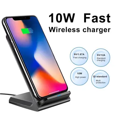 Universal 10W Qi Fast Charging Wireless Charger Cell Phone Holder Stand iPhone Android