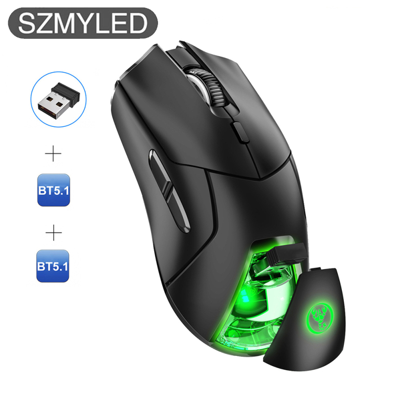 Wireless Gaming Mouse, Rechargeable Silent Mice, 7 Buttons Ergonomic Mouse With Tri-Mode (2.4G+BT5.1+BT5.1), Adjustable DPI